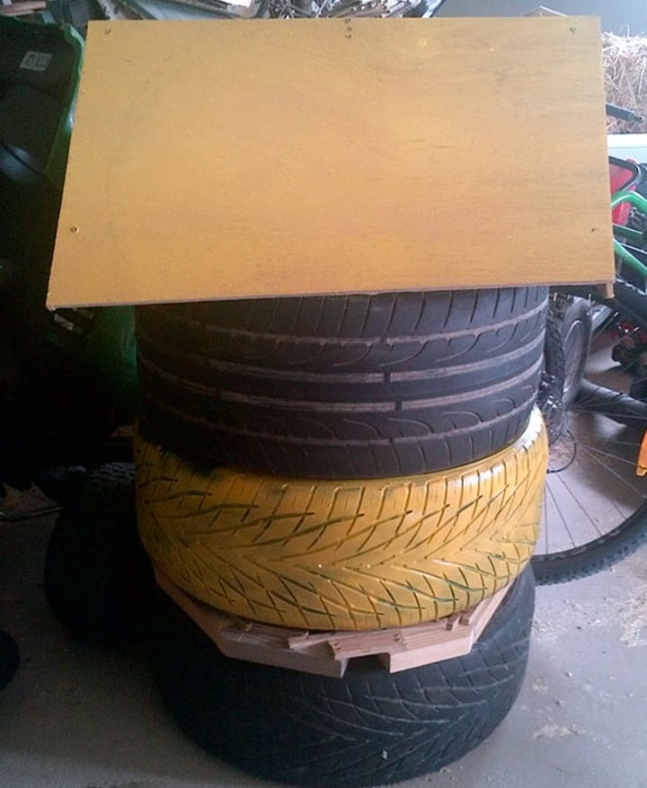 colmena de neumáticos de bricolaje