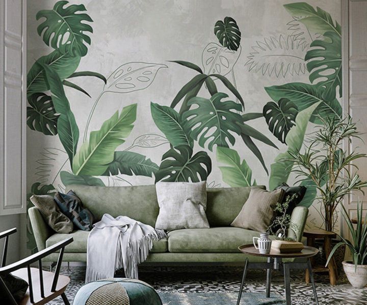 mural de pared de plantas
